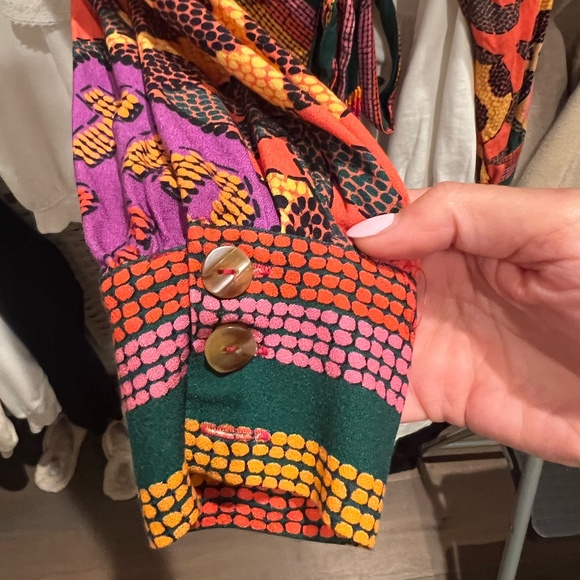 Women's FarmRio Dotted Patch Scarf Mini Wrap Dress, Sz L - Picture 7 of 7